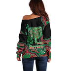 Australia Bowel Cancer Awareness Month Off Shoulder Sweater Boxing Gloves Warriors Aboriginal Art