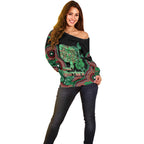 Australia Bowel Cancer Awareness Month Off Shoulder Sweater Boxing Gloves Warriors Aboriginal Art