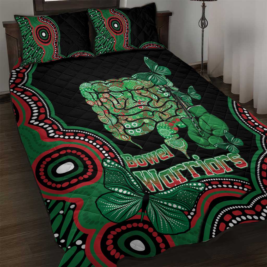 Australia Bowel Cancer Awareness Month Quilt Bed Set Boxing Gloves Warriors Aboriginal Art