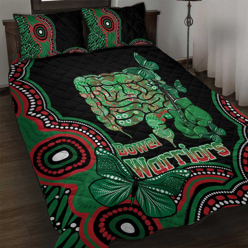 Australia Bowel Cancer Awareness Month Quilt Bed Set Boxing Gloves Warriors Aboriginal Art