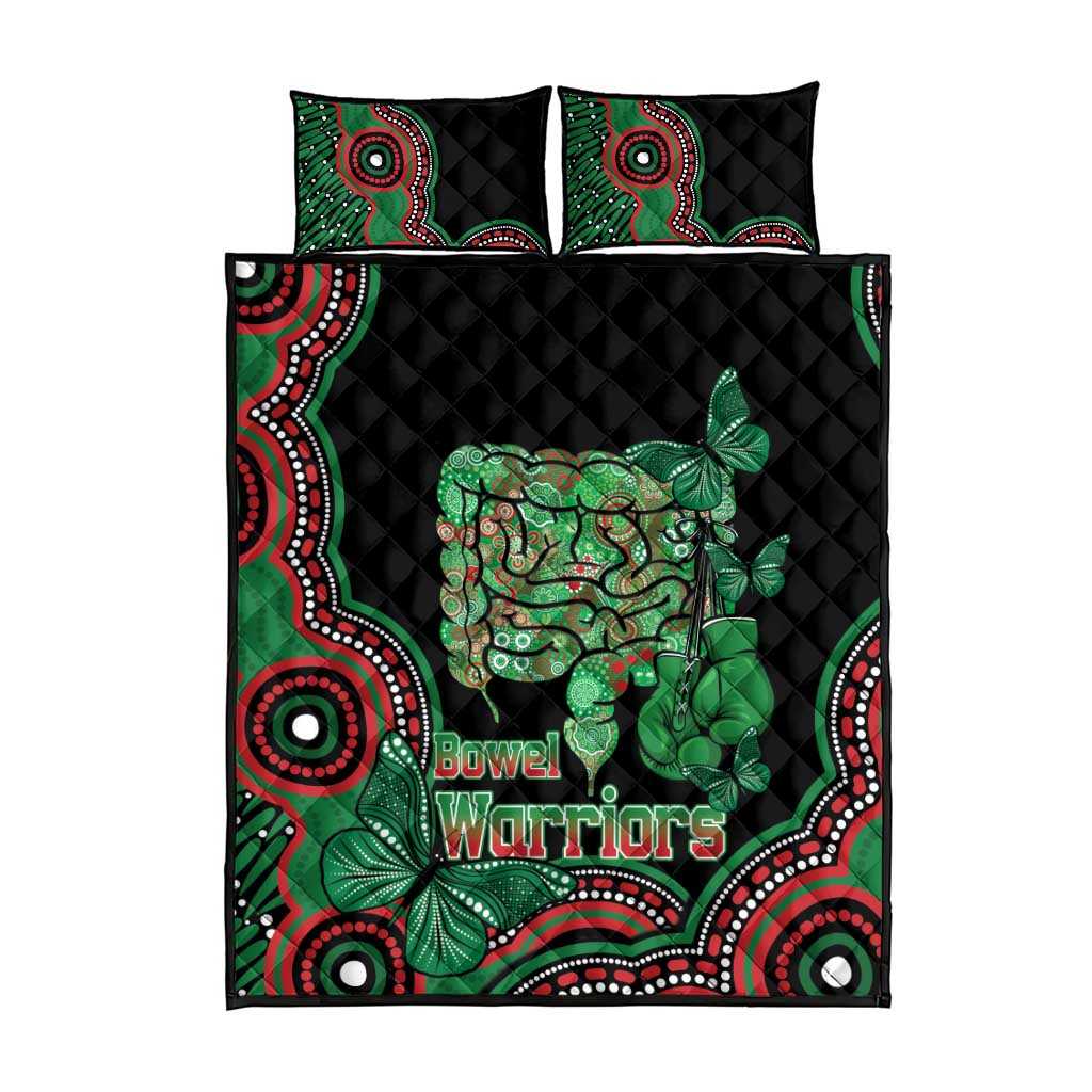 Australia Bowel Cancer Awareness Month Quilt Bed Set Boxing Gloves Warriors Aboriginal Art