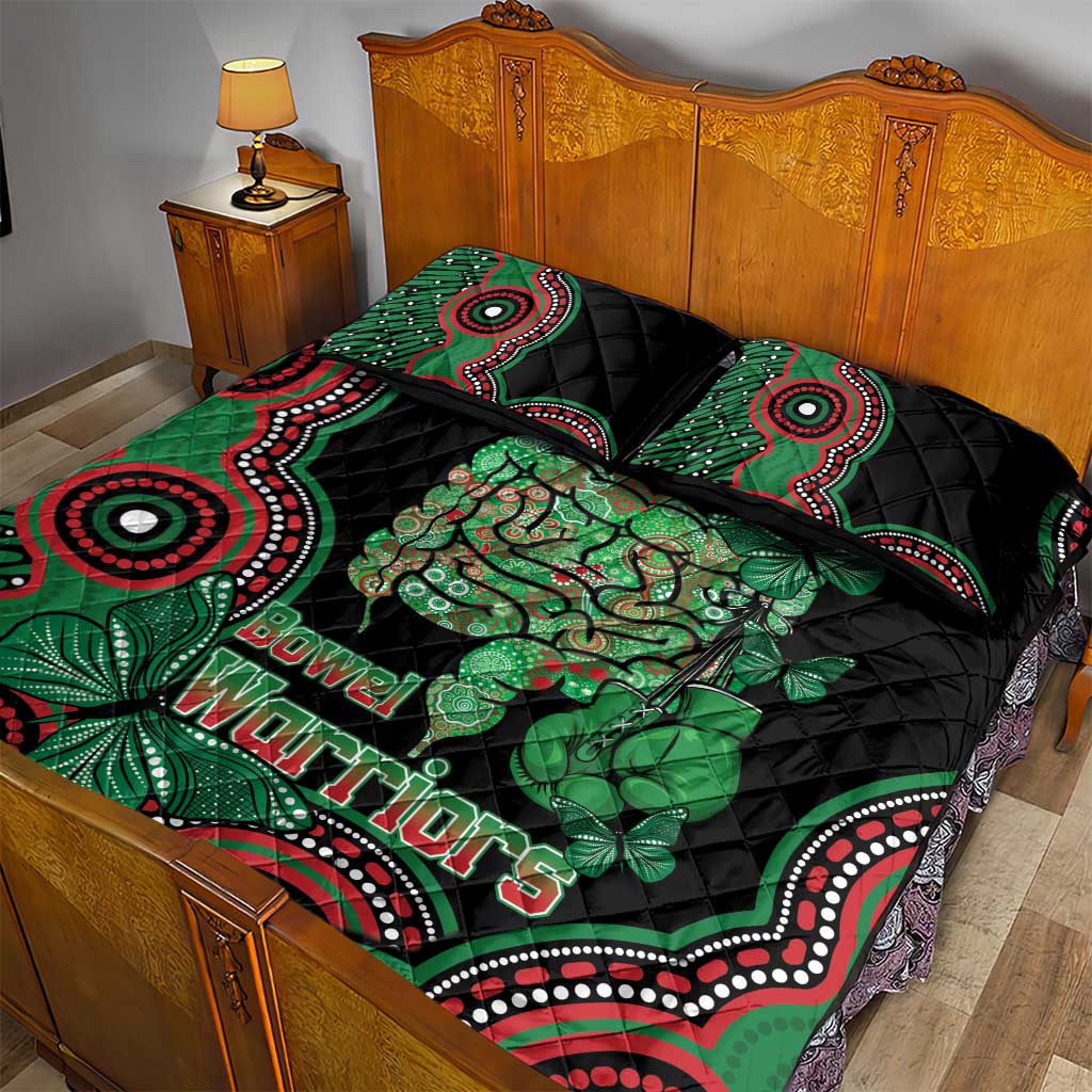 Australia Bowel Cancer Awareness Month Quilt Bed Set Boxing Gloves Warriors Aboriginal Art