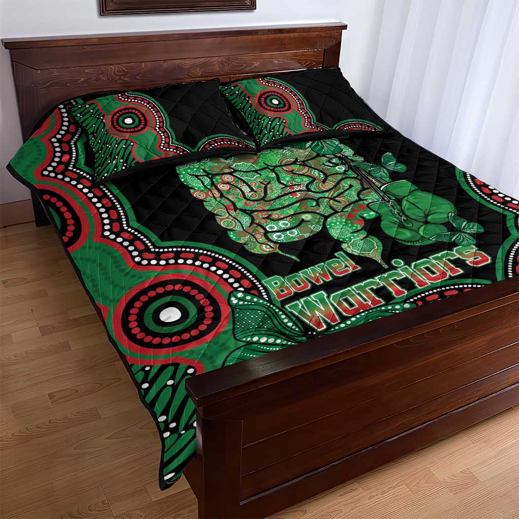 Australia Bowel Cancer Awareness Month Quilt Bed Set Boxing Gloves Warriors Aboriginal Art