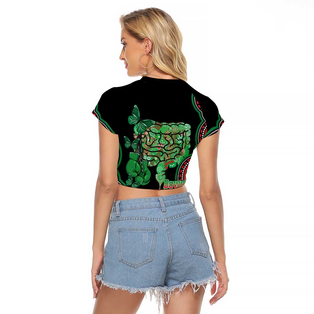 Australia Bowel Cancer Awareness Month Raglan Cropped T Shirt Boxing Gloves Warriors Aboriginal Art