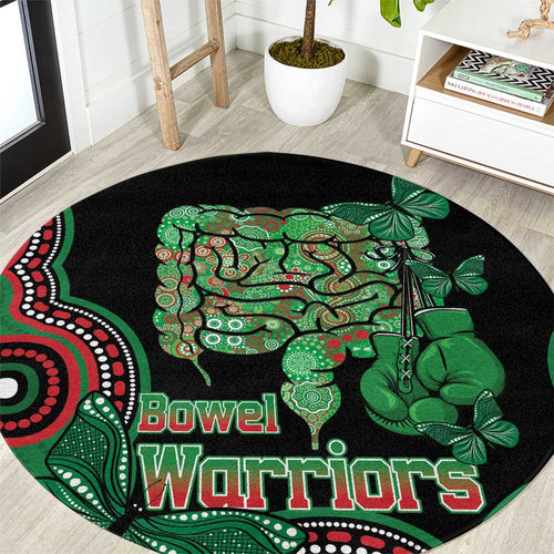 Australia Bowel Cancer Awareness Month Round Carpet Boxing Gloves Warriors Aboriginal Art