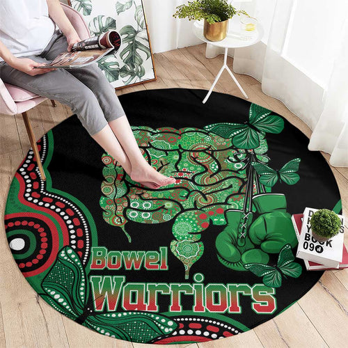 Australia Bowel Cancer Awareness Month Round Carpet Boxing Gloves Warriors Aboriginal Art