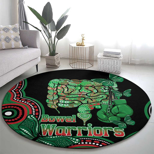 Australia Bowel Cancer Awareness Month Round Carpet Boxing Gloves Warriors Aboriginal Art