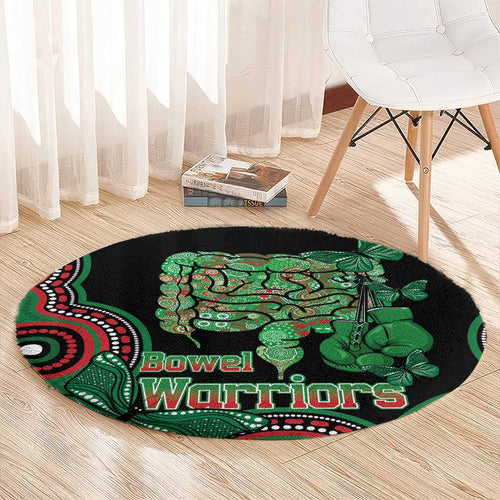 Australia Bowel Cancer Awareness Month Round Carpet Boxing Gloves Warriors Aboriginal Art