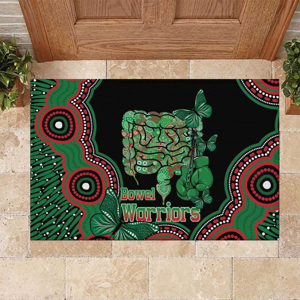 Australia Bowel Cancer Awareness Month Rubber Doormat Boxing Gloves Warriors Aboriginal Art