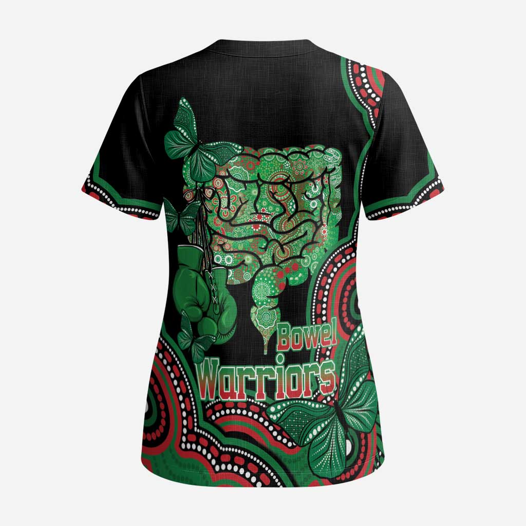 Australia Bowel Cancer Awareness Month Scrub Top Boxing Gloves Warriors Aboriginal Art - Aussie Hoodie