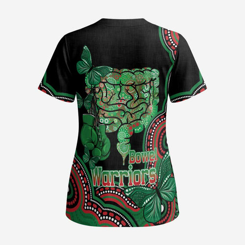 Australia Bowel Cancer Awareness Month Scrub Top Boxing Gloves Warriors Aboriginal Art - Aussie Hoodie