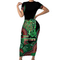 Australia Bowel Cancer Awareness Month Short Sleeve Bodycon Dress Boxing Gloves Warriors Aboriginal Art