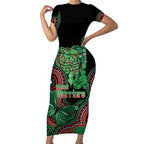 Australia Bowel Cancer Awareness Month Short Sleeve Bodycon Dress Boxing Gloves Warriors Aboriginal Art