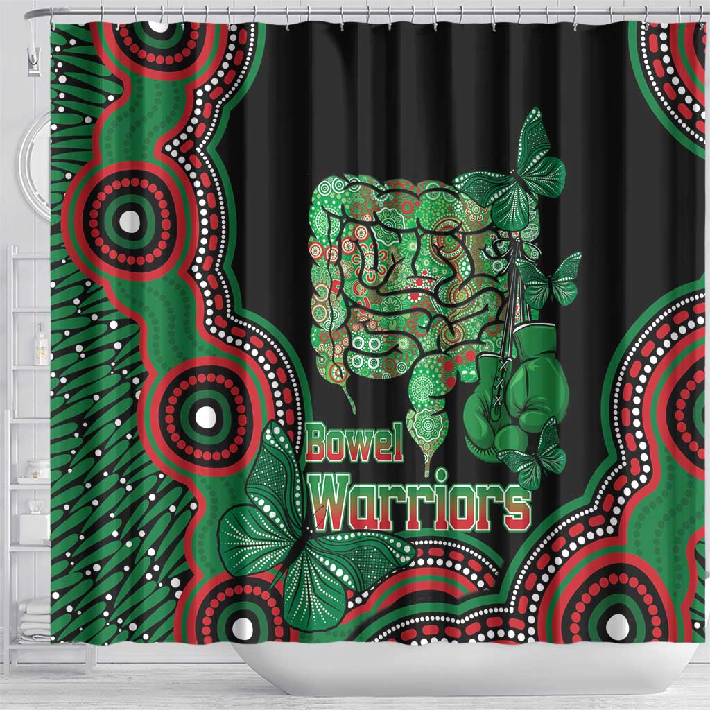Australia Bowel Cancer Awareness Month Shower Curtain Boxing Gloves Warriors Aboriginal Art