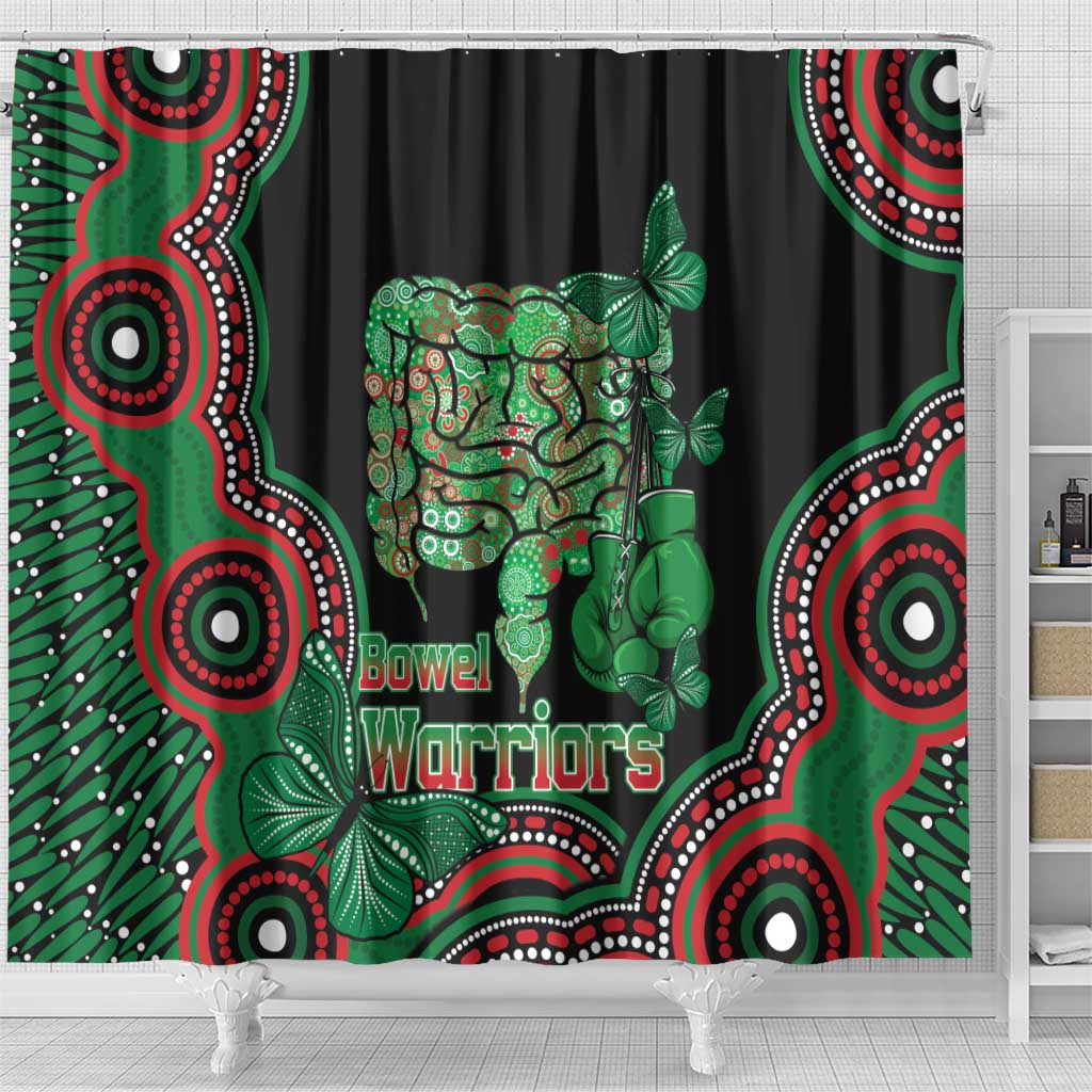 Australia Bowel Cancer Awareness Month Shower Curtain Boxing Gloves Warriors Aboriginal Art