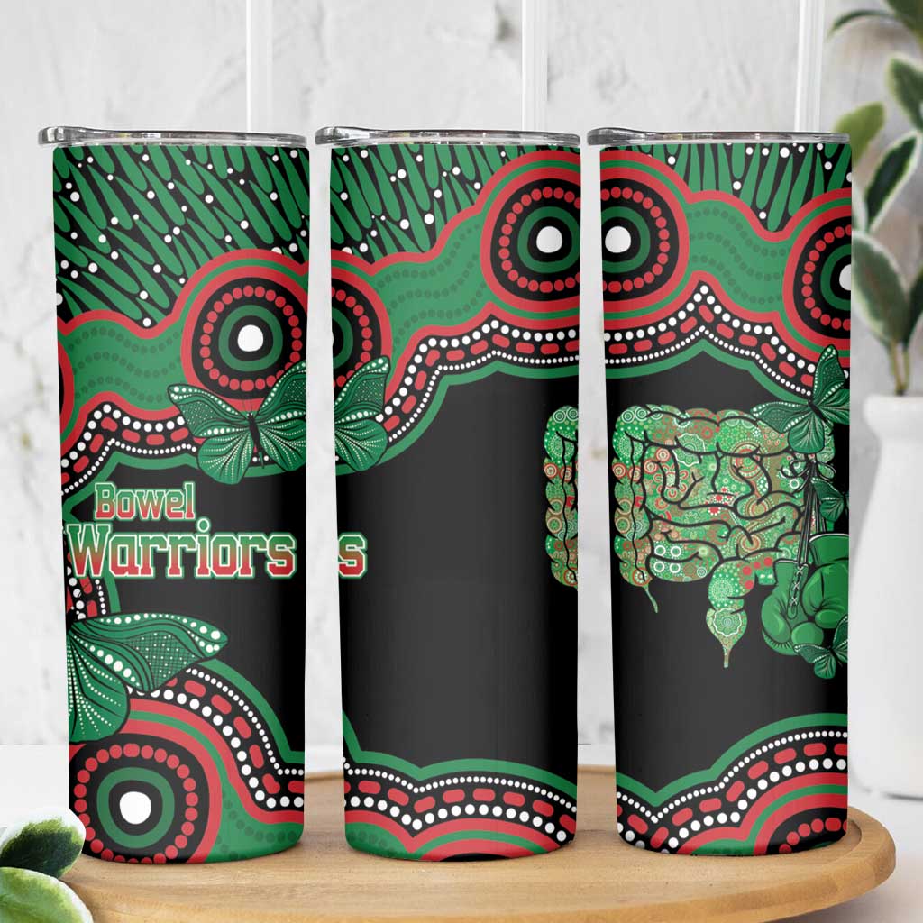 Australia Bowel Cancer Awareness Month Skinny Tumbler Boxing Gloves Warriors Aboriginal Art