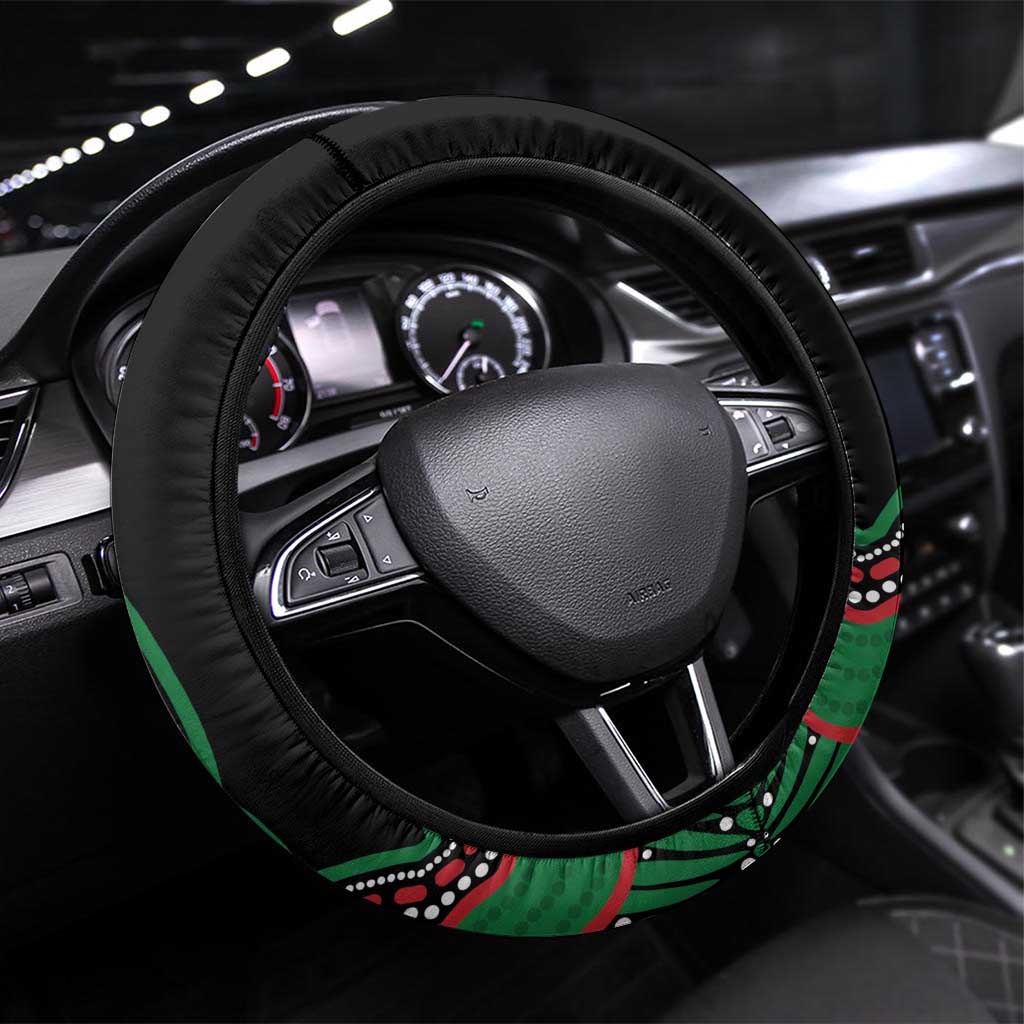 Australia Bowel Cancer Awareness Month Steering Wheel Cover Boxing Gloves Warriors Aboriginal Art