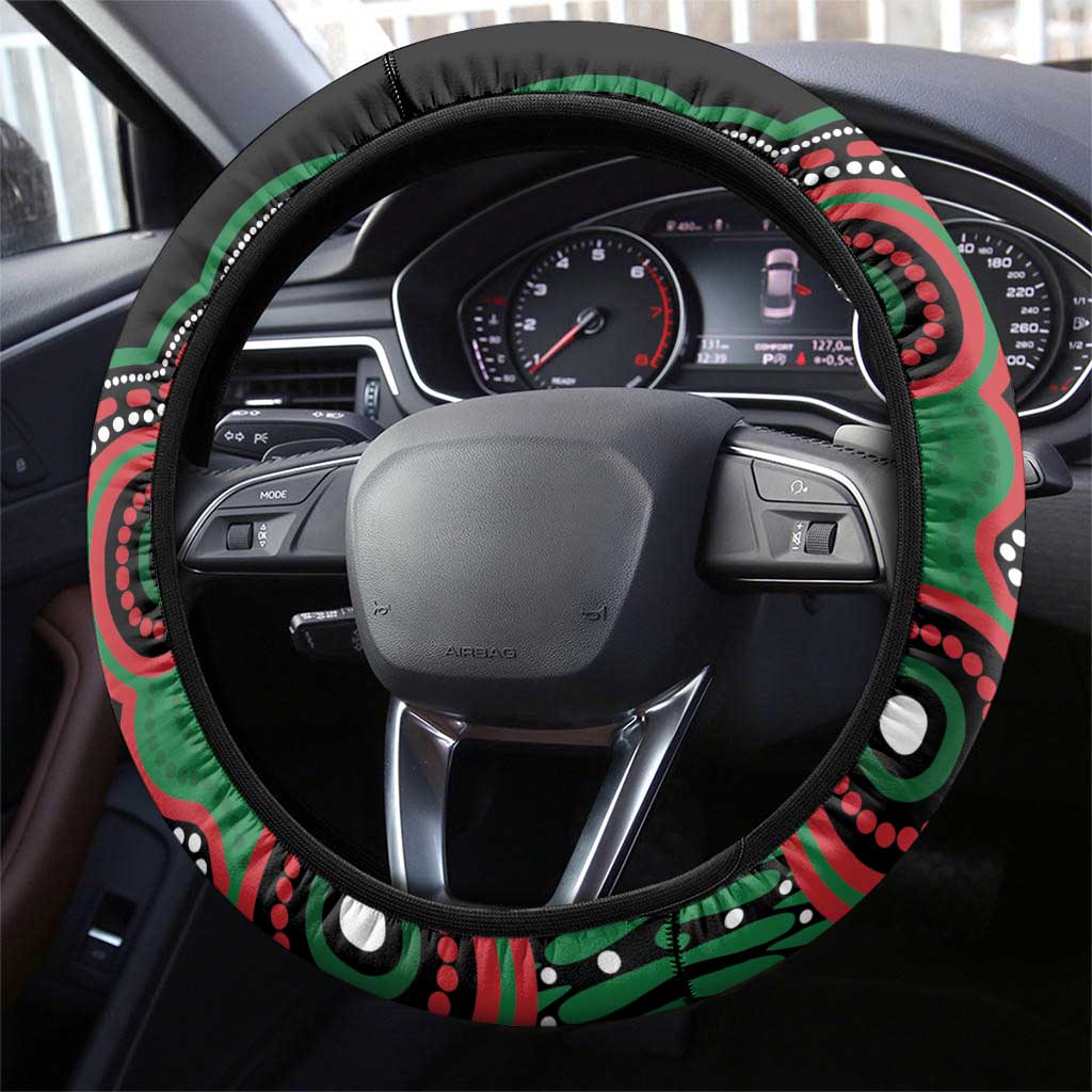 Australia Bowel Cancer Awareness Month Steering Wheel Cover Boxing Gloves Warriors Aboriginal Art