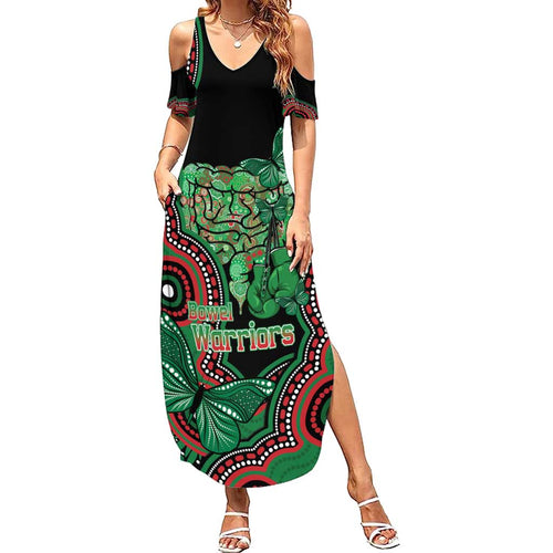 Australia Bowel Cancer Awareness Month Summer Maxi Dress Boxing Gloves Warriors Aboriginal Art
