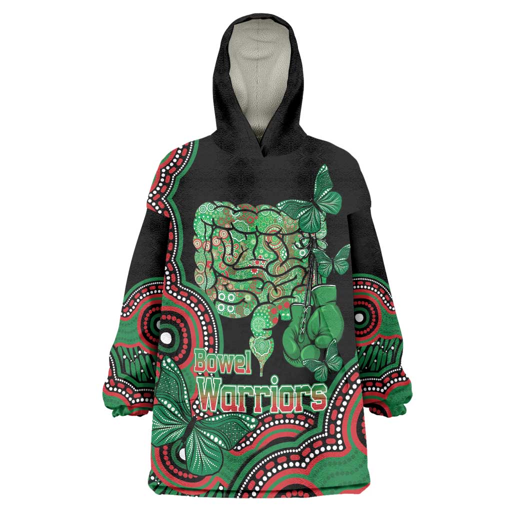 Australia Bowel Cancer Awareness Month Wearable Blanket Hoodie Boxing Gloves Warriors Aboriginal Art