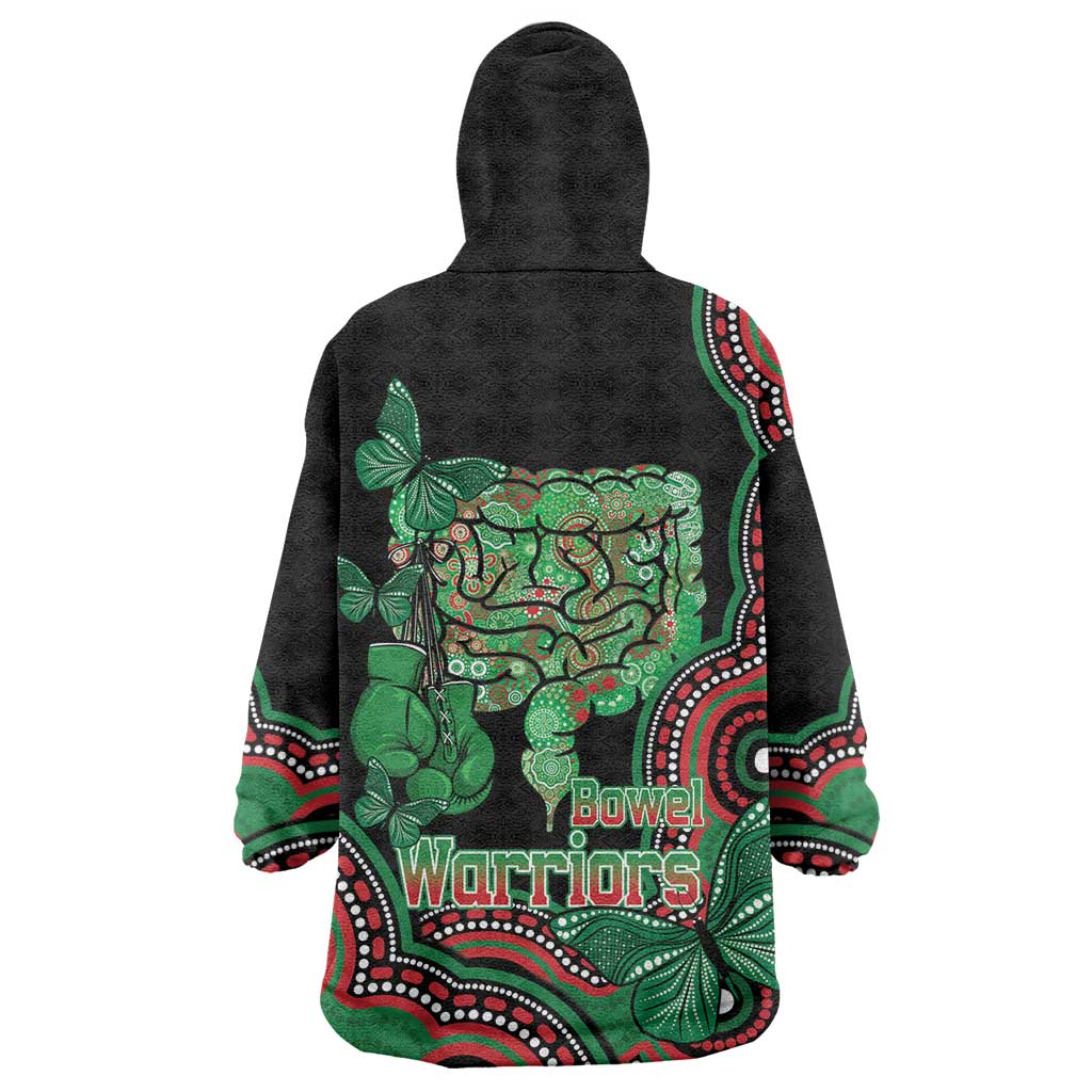 Australia Bowel Cancer Awareness Month Wearable Blanket Hoodie Boxing Gloves Warriors Aboriginal Art