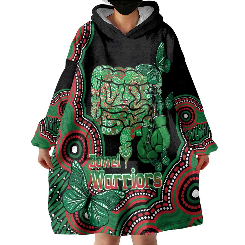 Australia Bowel Cancer Awareness Month Wearable Blanket Hoodie Boxing Gloves Warriors Aboriginal Art