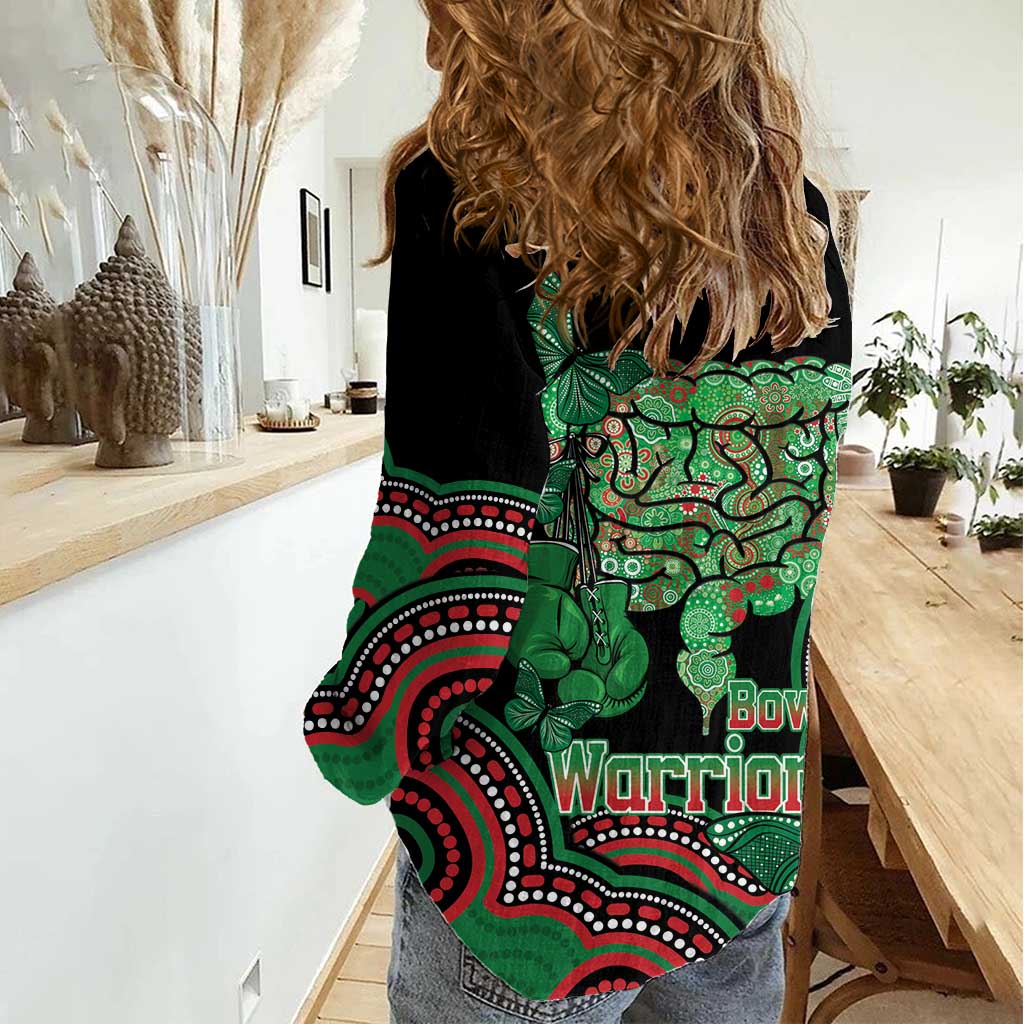 Australia Bowel Cancer Awareness Month Women Casual Shirt Boxing Gloves Warriors Aboriginal Art
