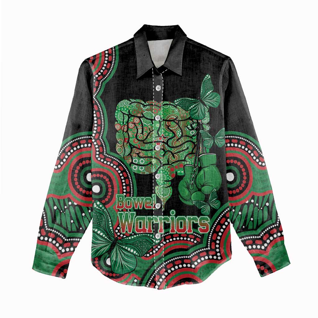 Australia Bowel Cancer Awareness Month Women Casual Shirt Boxing Gloves Warriors Aboriginal Art