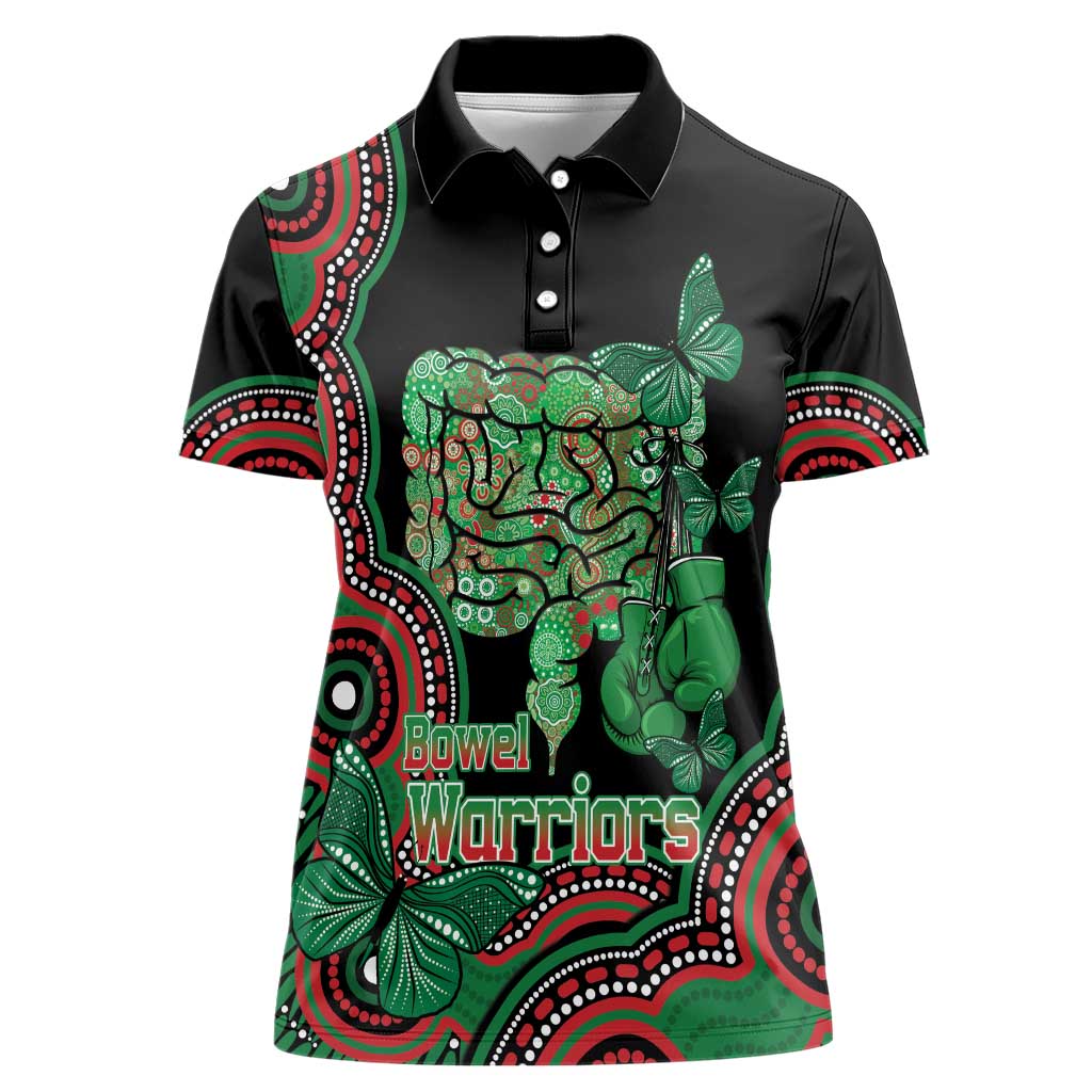 Australia Bowel Cancer Awareness Month Women Polo Shirt Boxing Gloves Warriors Aboriginal Art
