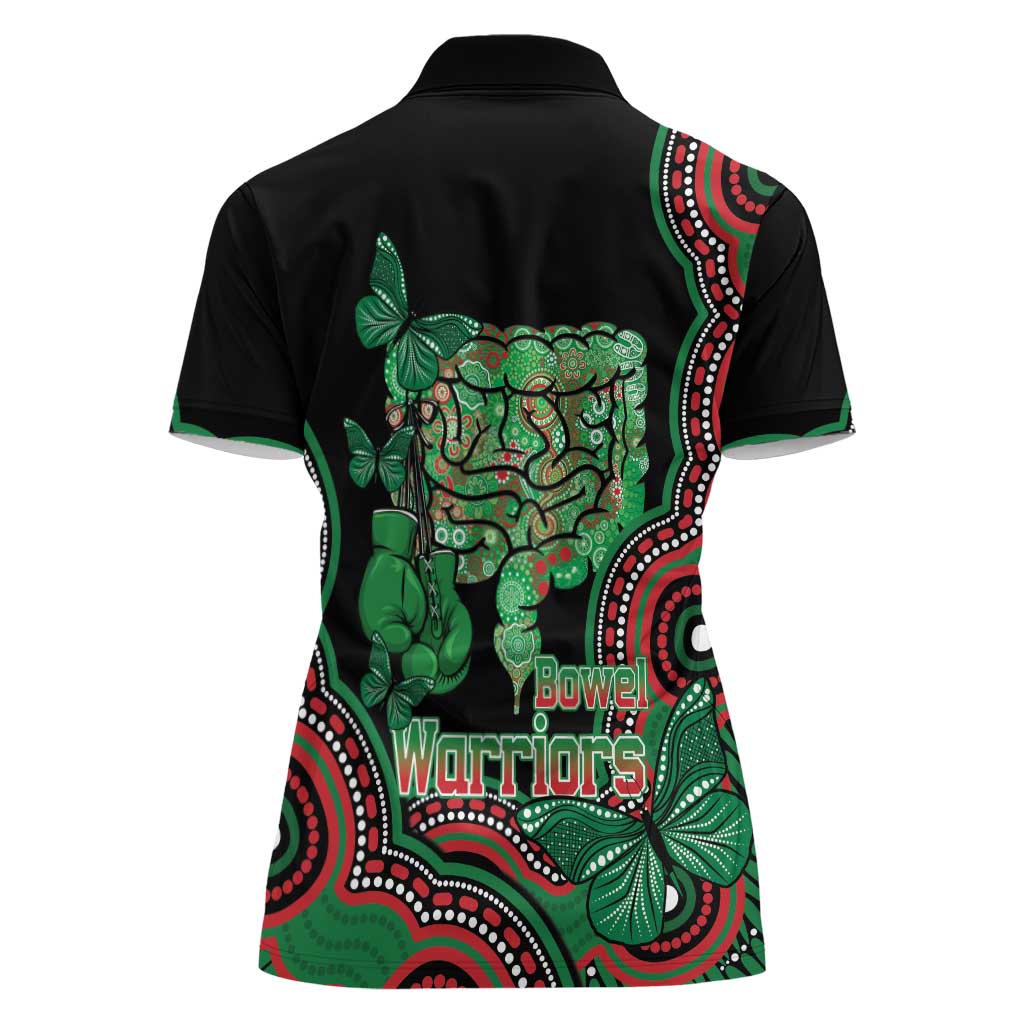 Australia Bowel Cancer Awareness Month Women Polo Shirt Boxing Gloves Warriors Aboriginal Art