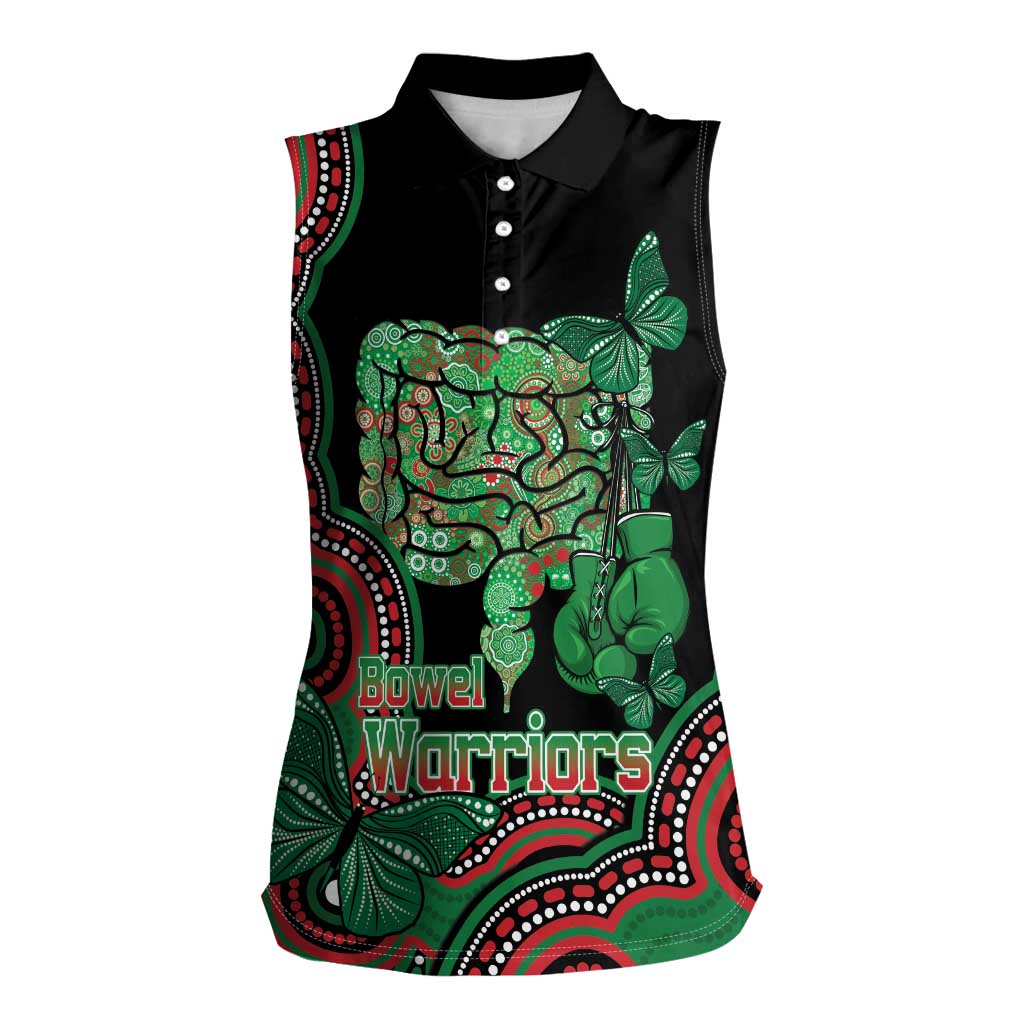 Australia Bowel Cancer Awareness Month Women Sleeveless Polo Shirt Boxing Gloves Warriors Aboriginal Art