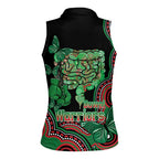 Australia Bowel Cancer Awareness Month Women Sleeveless Polo Shirt Boxing Gloves Warriors Aboriginal Art