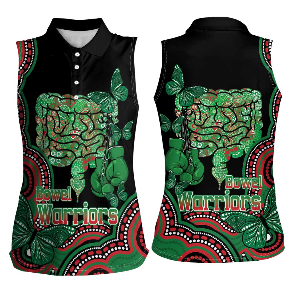 Australia Bowel Cancer Awareness Month Women Sleeveless Polo Shirt Boxing Gloves Warriors Aboriginal Art