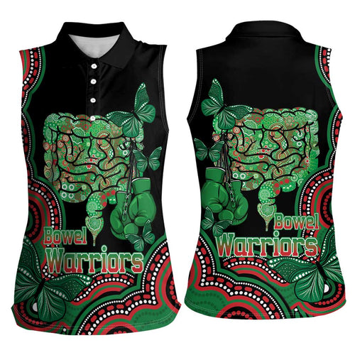 Australia Bowel Cancer Awareness Month Women Sleeveless Polo Shirt Boxing Gloves Warriors Aboriginal Art