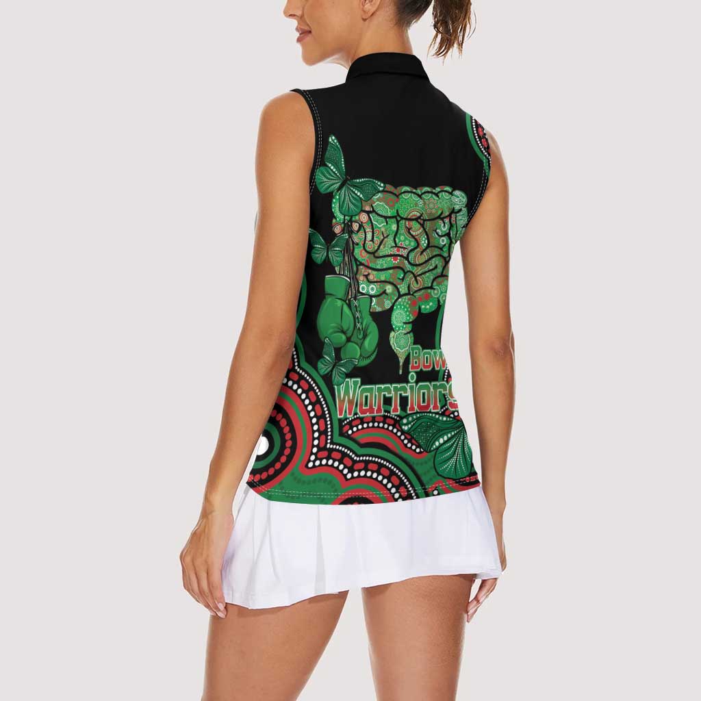 Australia Bowel Cancer Awareness Month Women Sleeveless Polo Shirt Boxing Gloves Warriors Aboriginal Art