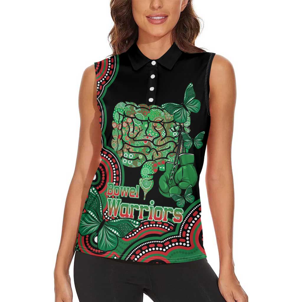 Australia Bowel Cancer Awareness Month Women Sleeveless Polo Shirt Boxing Gloves Warriors Aboriginal Art