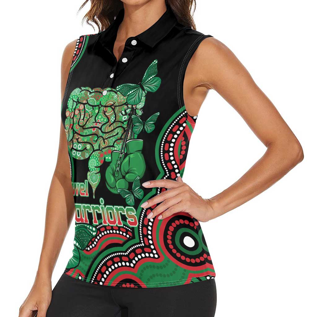 Australia Bowel Cancer Awareness Month Women Sleeveless Polo Shirt Boxing Gloves Warriors Aboriginal Art