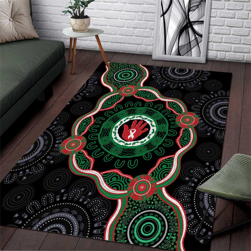 Australia Bowel Cancer Awareness Month Area Rug Brave Strong Aboriginal Art