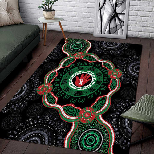Australia Bowel Cancer Awareness Month Area Rug Brave Strong Aboriginal Art