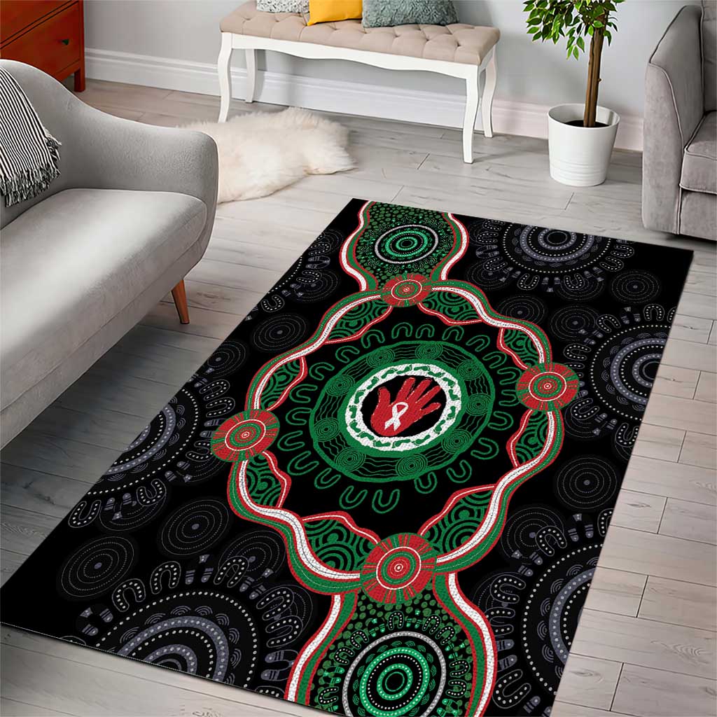Australia Bowel Cancer Awareness Month Area Rug Brave Strong Aboriginal Art