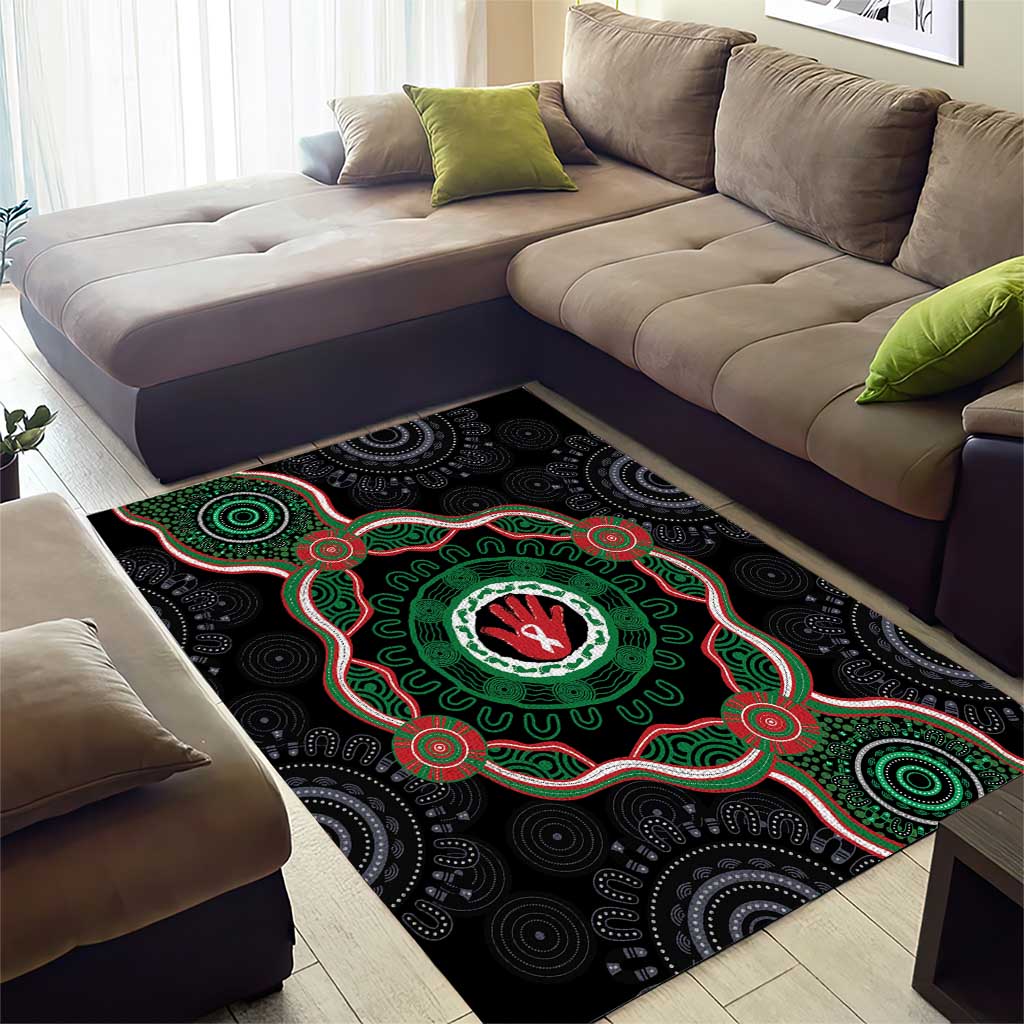 Australia Bowel Cancer Awareness Month Area Rug Brave Strong Aboriginal Art
