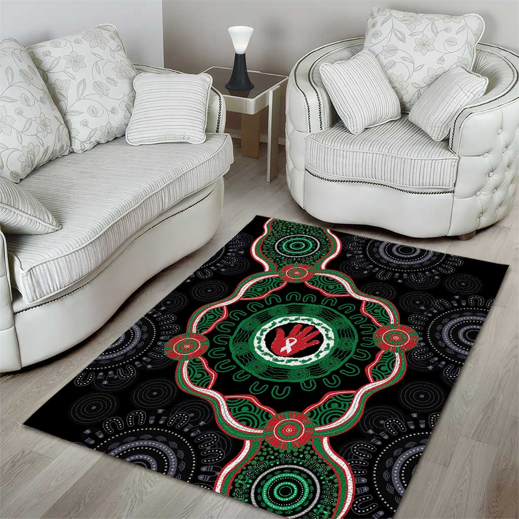 Australia Bowel Cancer Awareness Month Area Rug Brave Strong Aboriginal Art