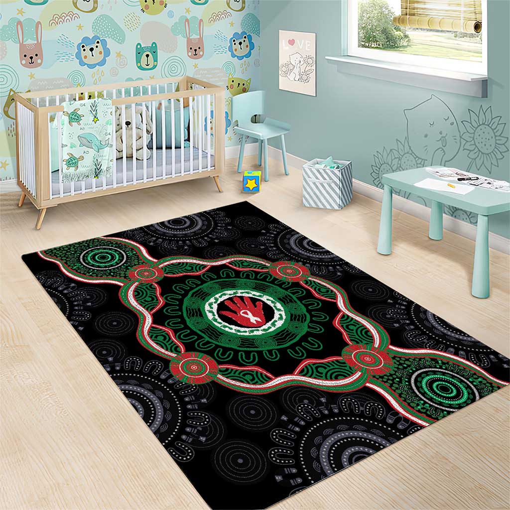 Australia Bowel Cancer Awareness Month Area Rug Brave Strong Aboriginal Art