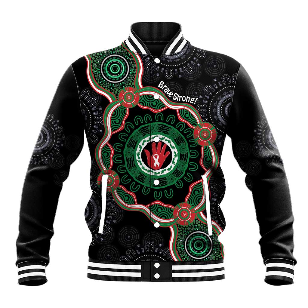 Australia Bowel Cancer Awareness Month Baseball Jacket Brave Strong Aboriginal Art