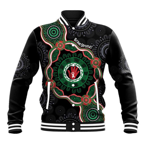 Australia Bowel Cancer Awareness Month Baseball Jacket Brave Strong Aboriginal Art