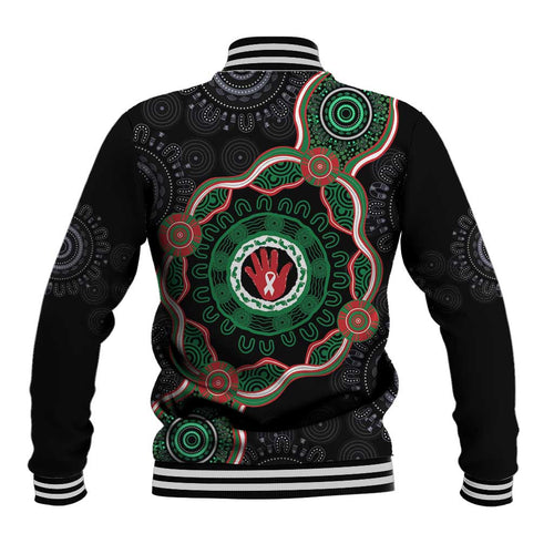 Australia Bowel Cancer Awareness Month Baseball Jacket Brave Strong Aboriginal Art