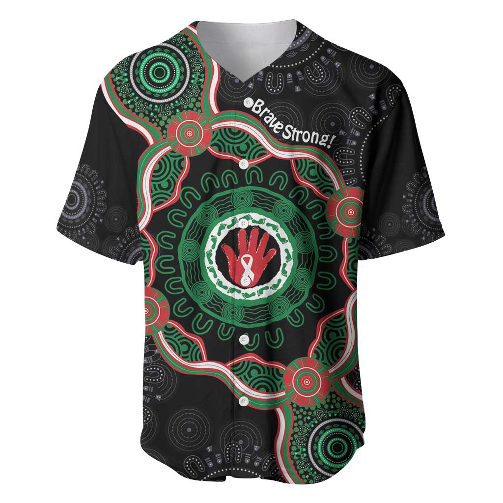Australia Bowel Cancer Awareness Month Baseball Jersey Brave Strong Aboriginal Art