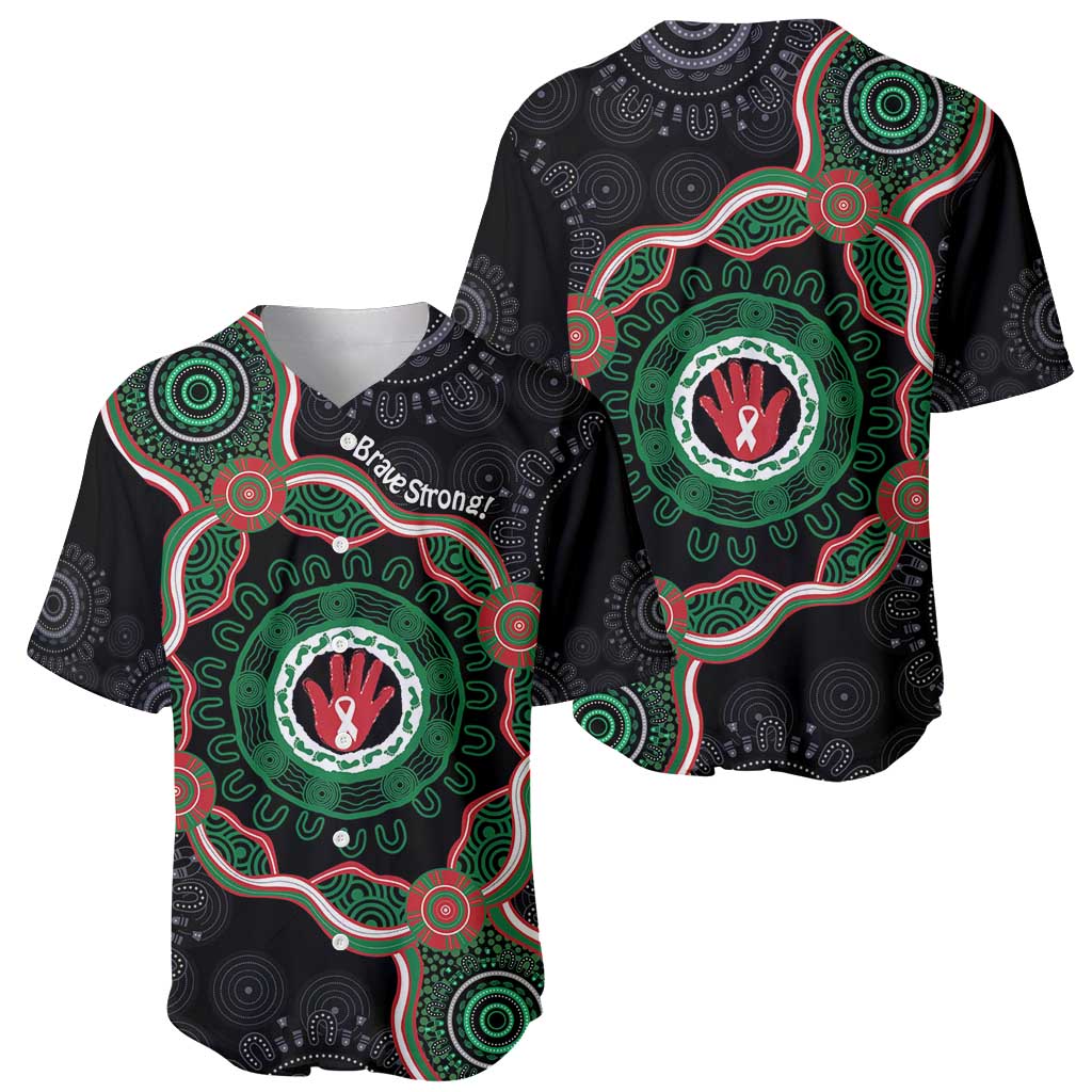 Australia Bowel Cancer Awareness Month Baseball Jersey Brave Strong Aboriginal Art