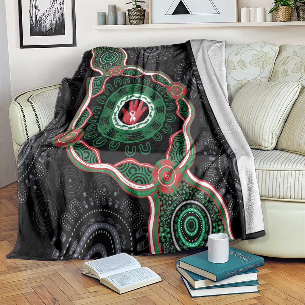 Australia Bowel Cancer Awareness Month Blanket Brave Strong Aboriginal Art
