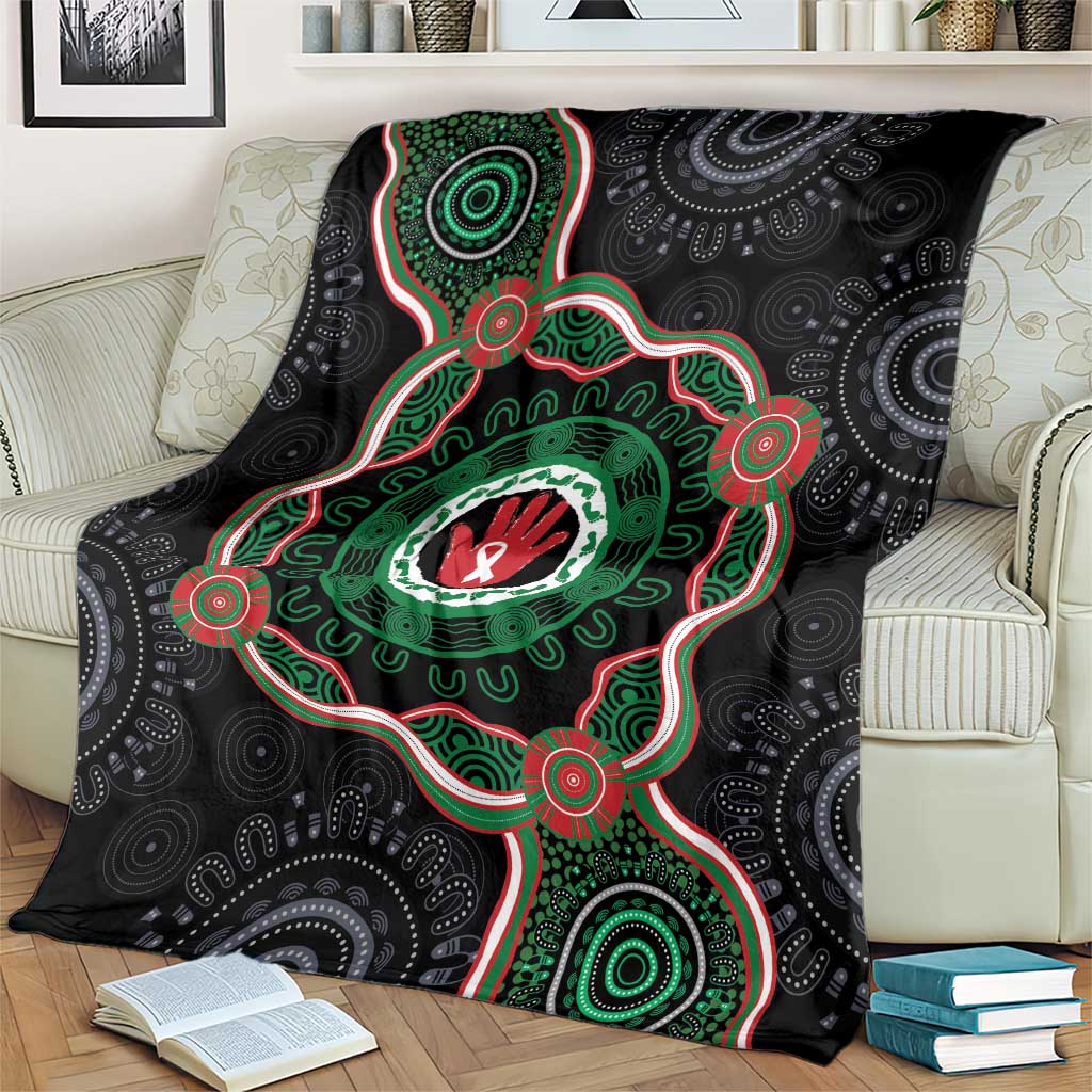 Australia Bowel Cancer Awareness Month Blanket Brave Strong Aboriginal Art